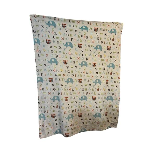Thro By Marlo Lorenz Baby Blanket ABC Letters Alphabet Elephant Owl Soft Lovey - Picture 1 of 6